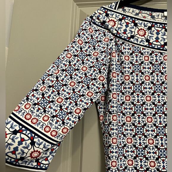 Max Studio Blue and Red Patterned Dress Like New - Picture 4 of 6